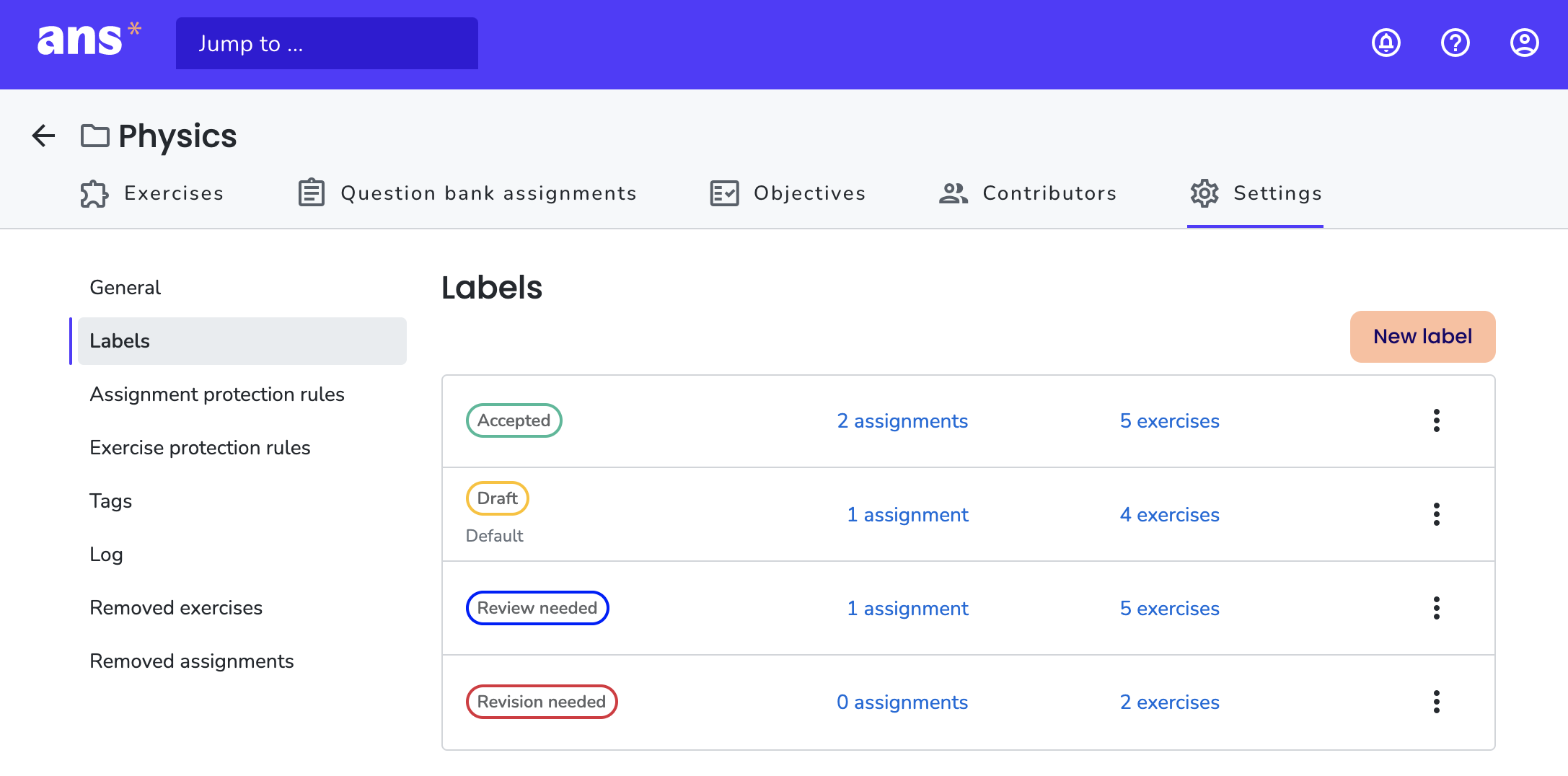Question bank settings Ans