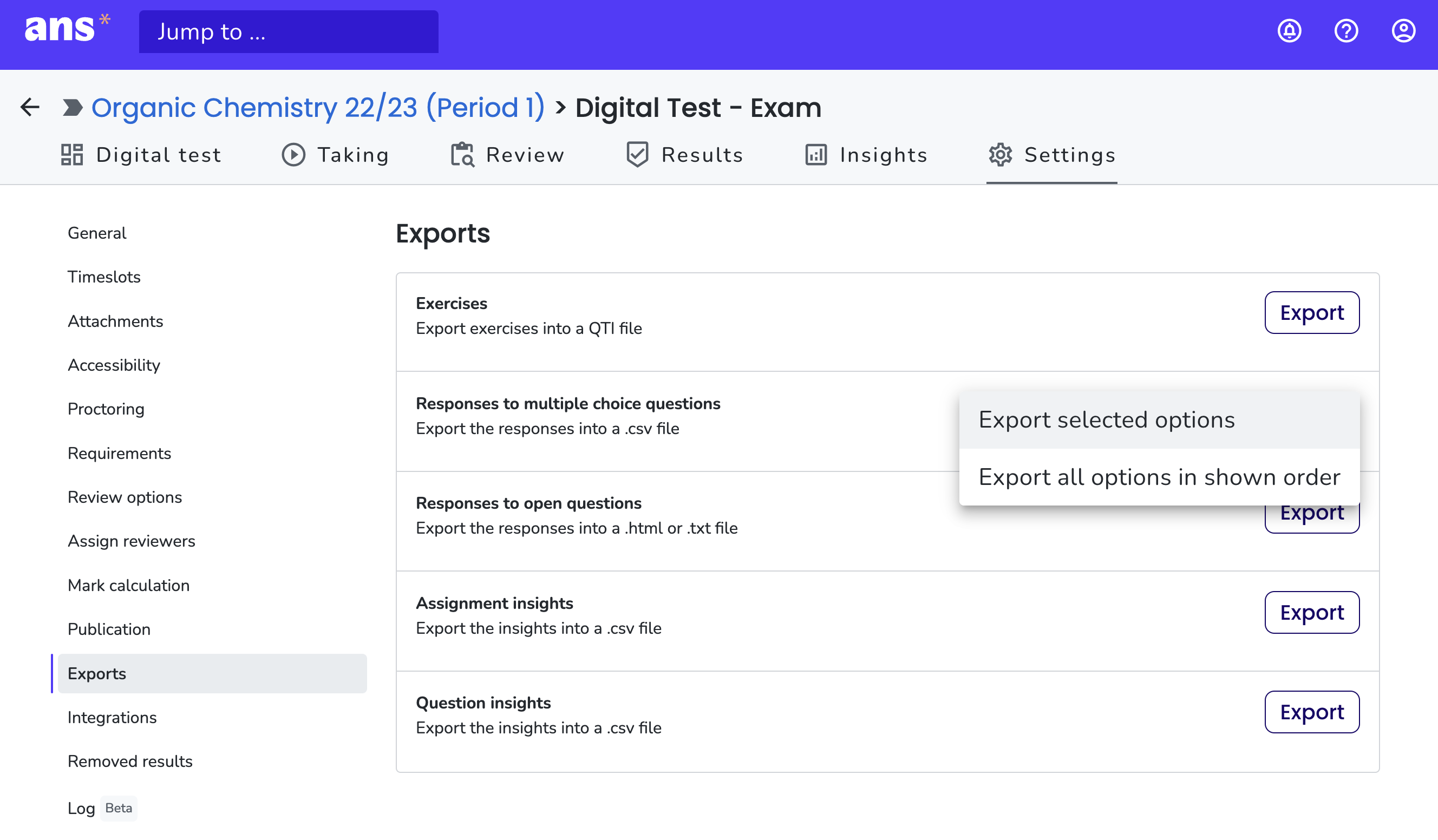export the selected answers with the multiple choice export.png