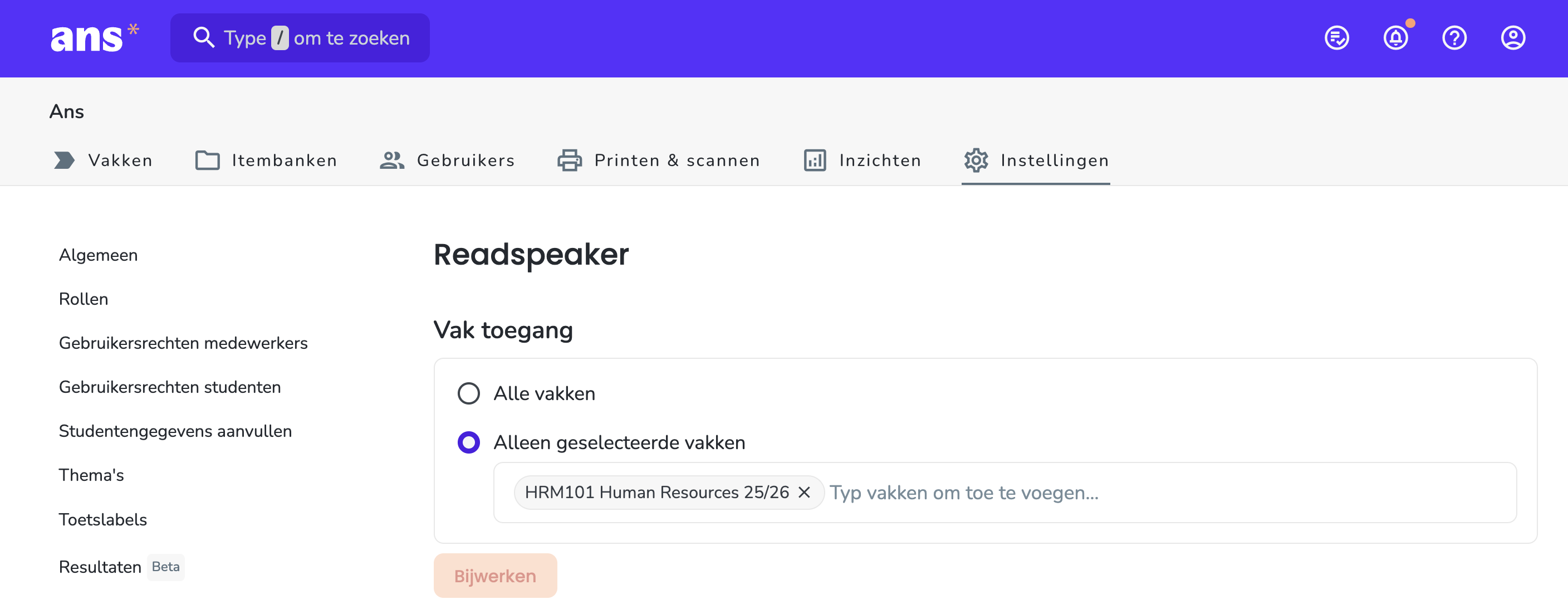 Vak toegang ReadSpeaker