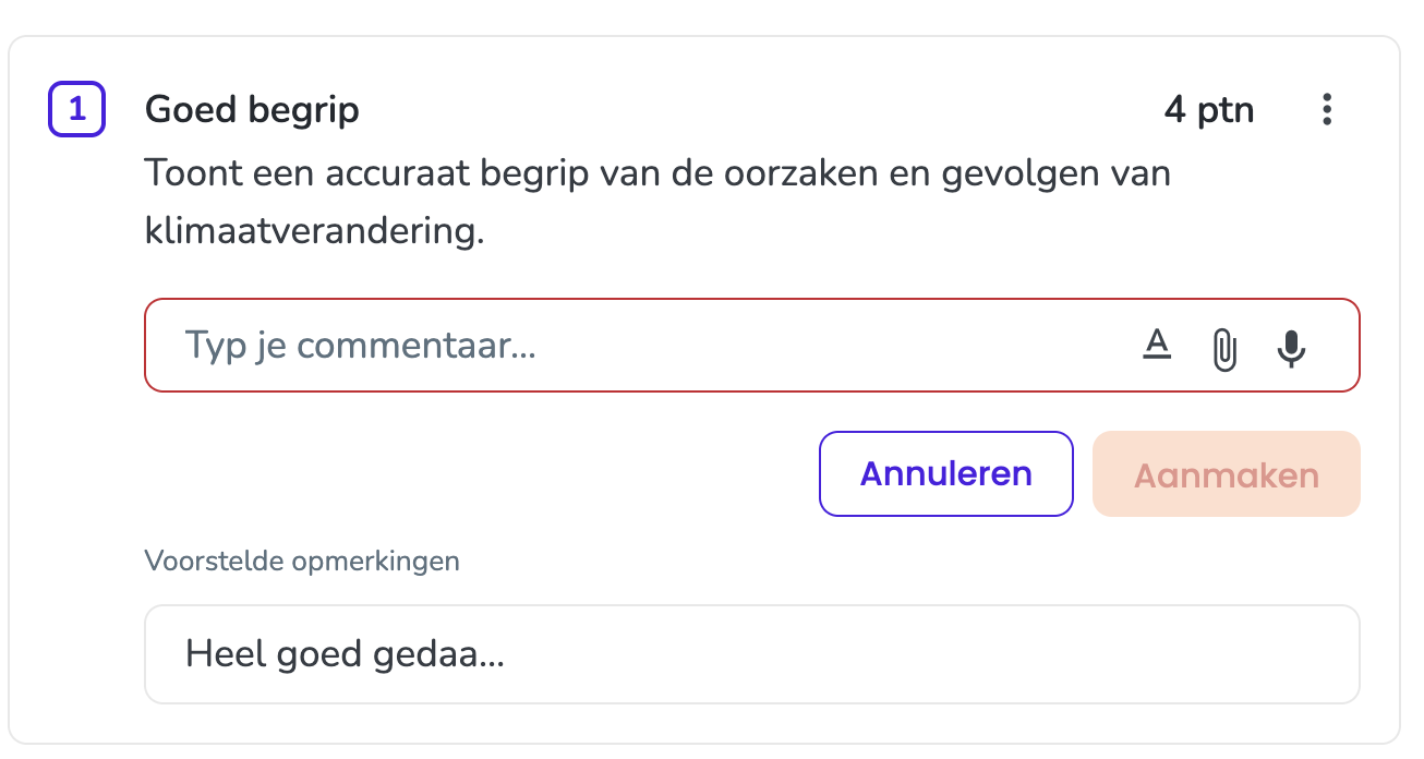 Opmerking suggesties