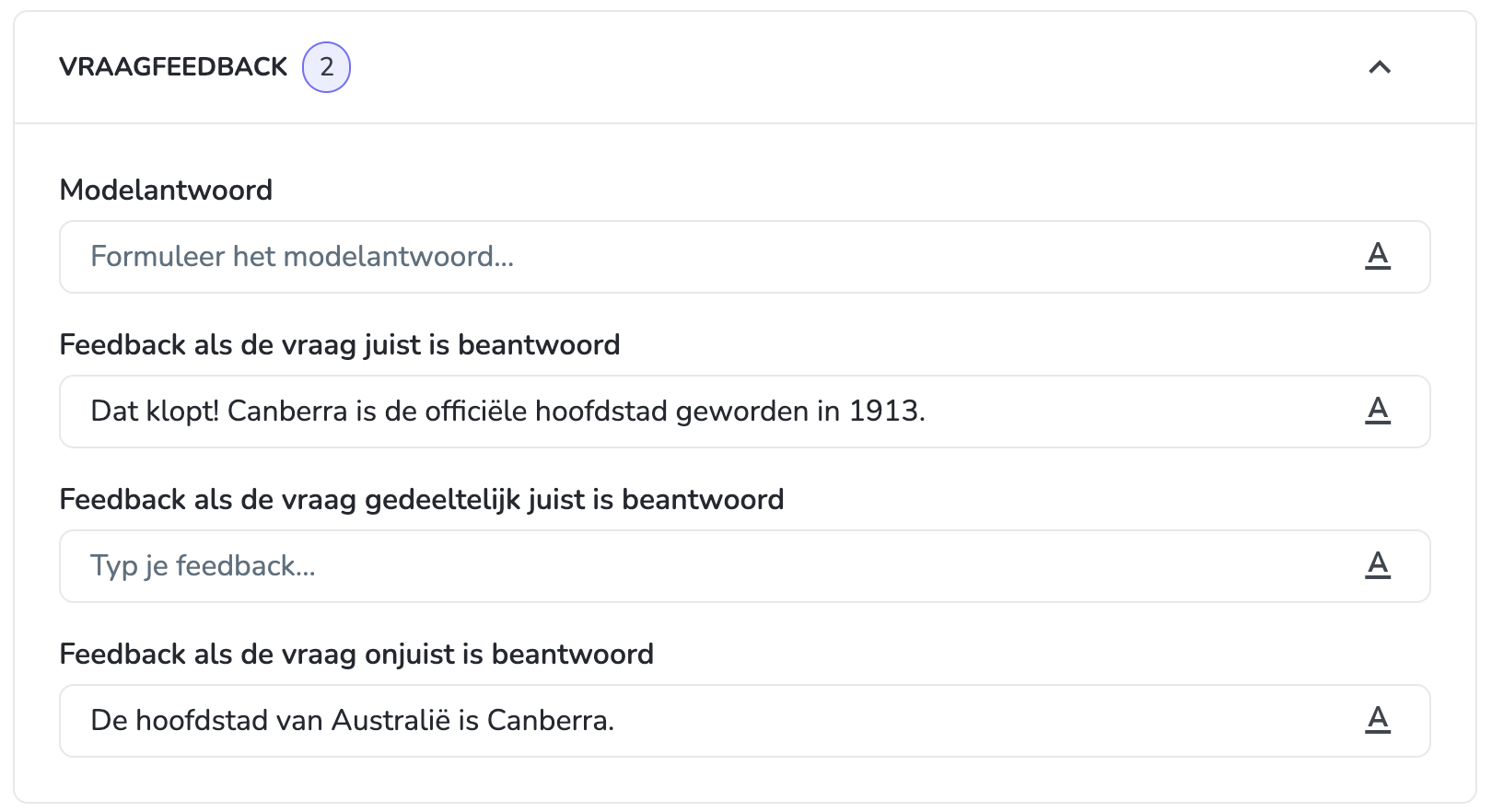 Feedback op antwoordniveau