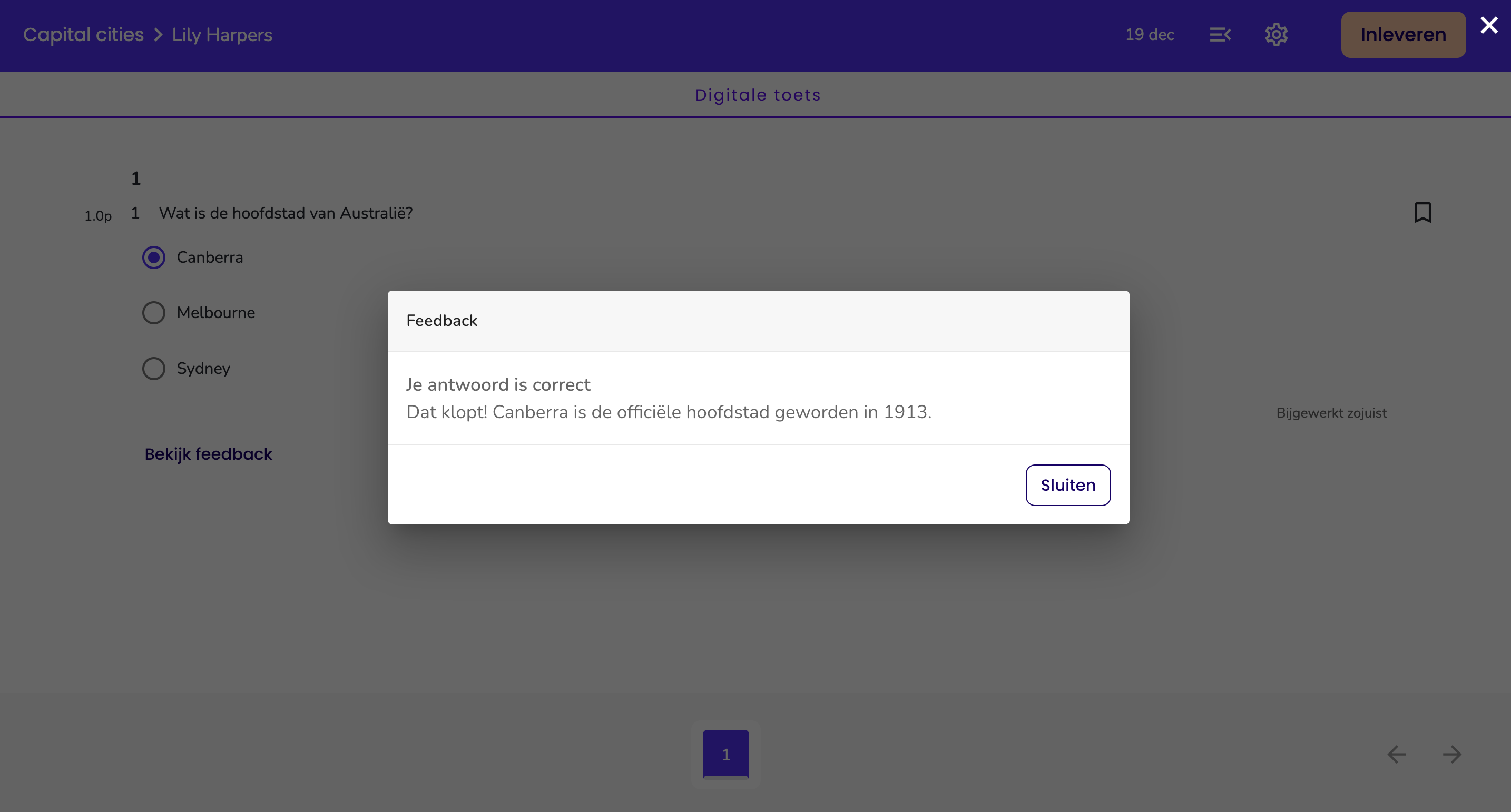 Feedback tijdens digitale toets