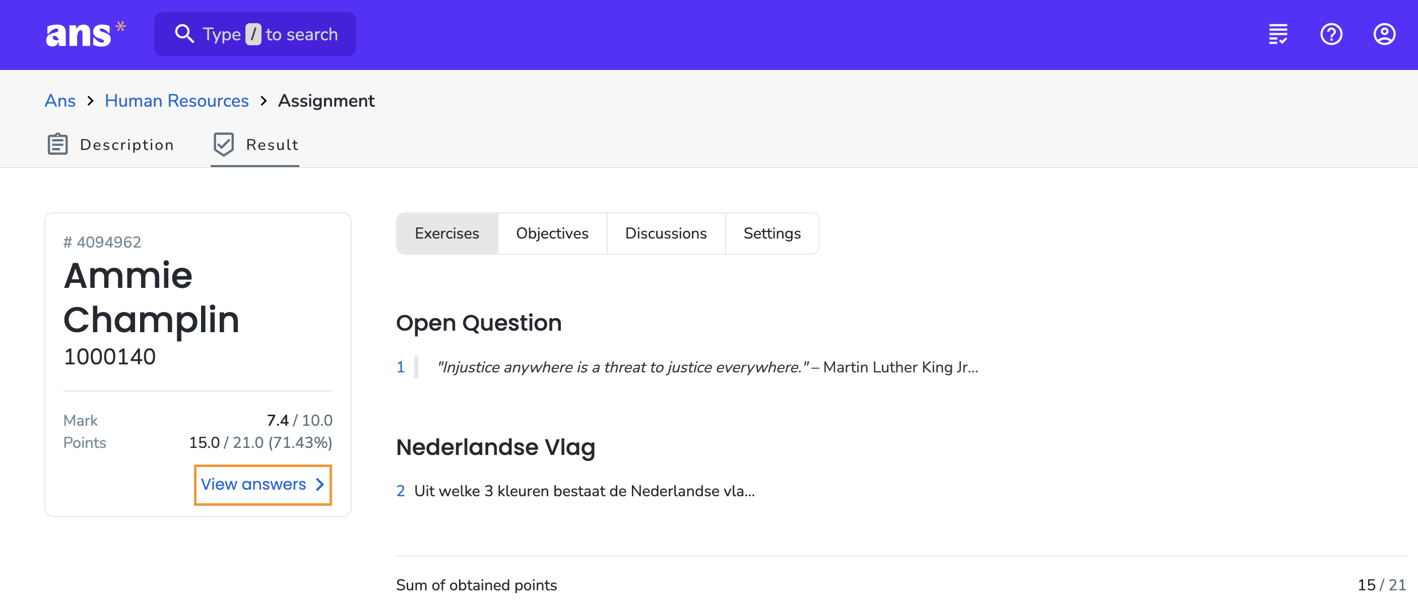 View answers