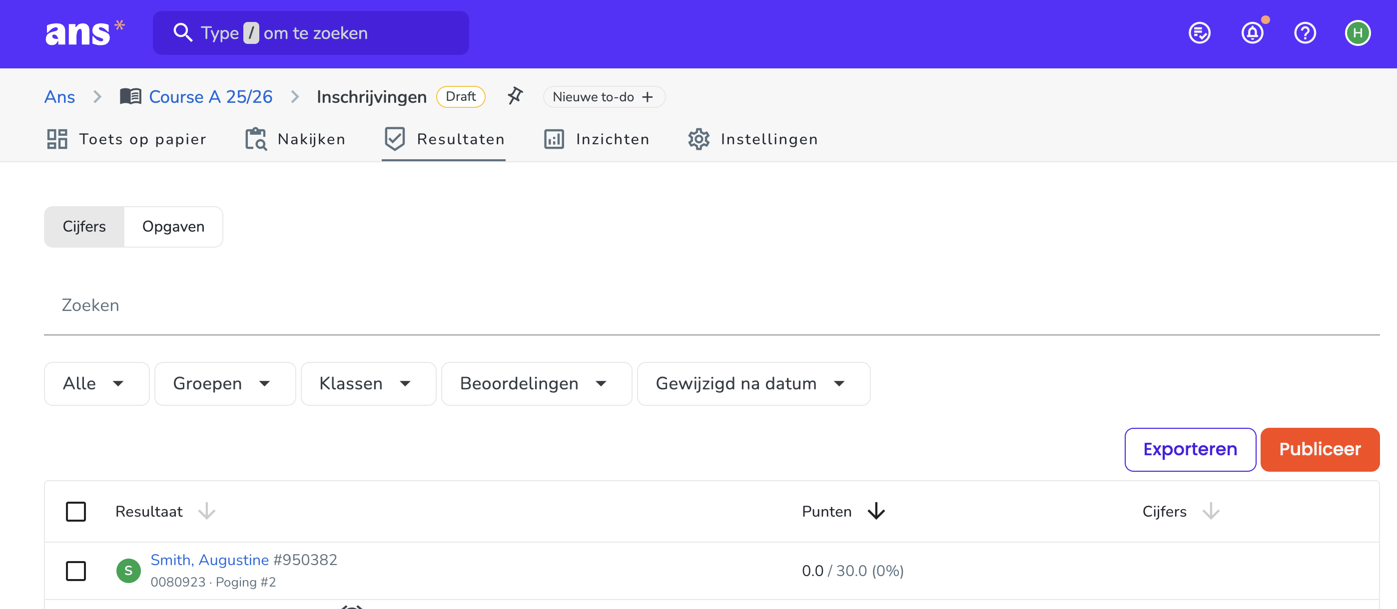 Geverifieerde resultaten