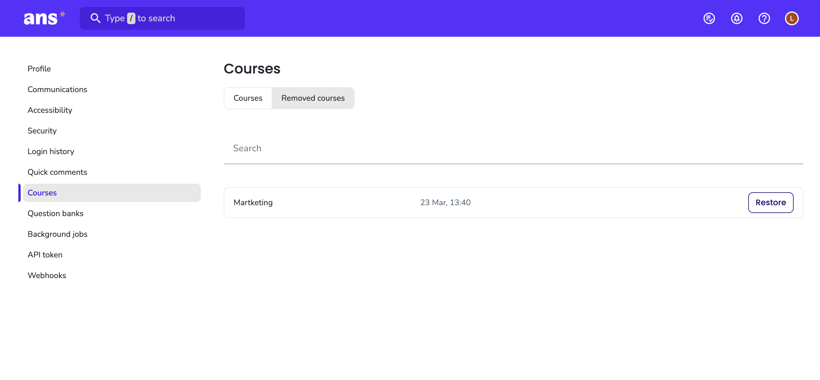 Removed courses profile