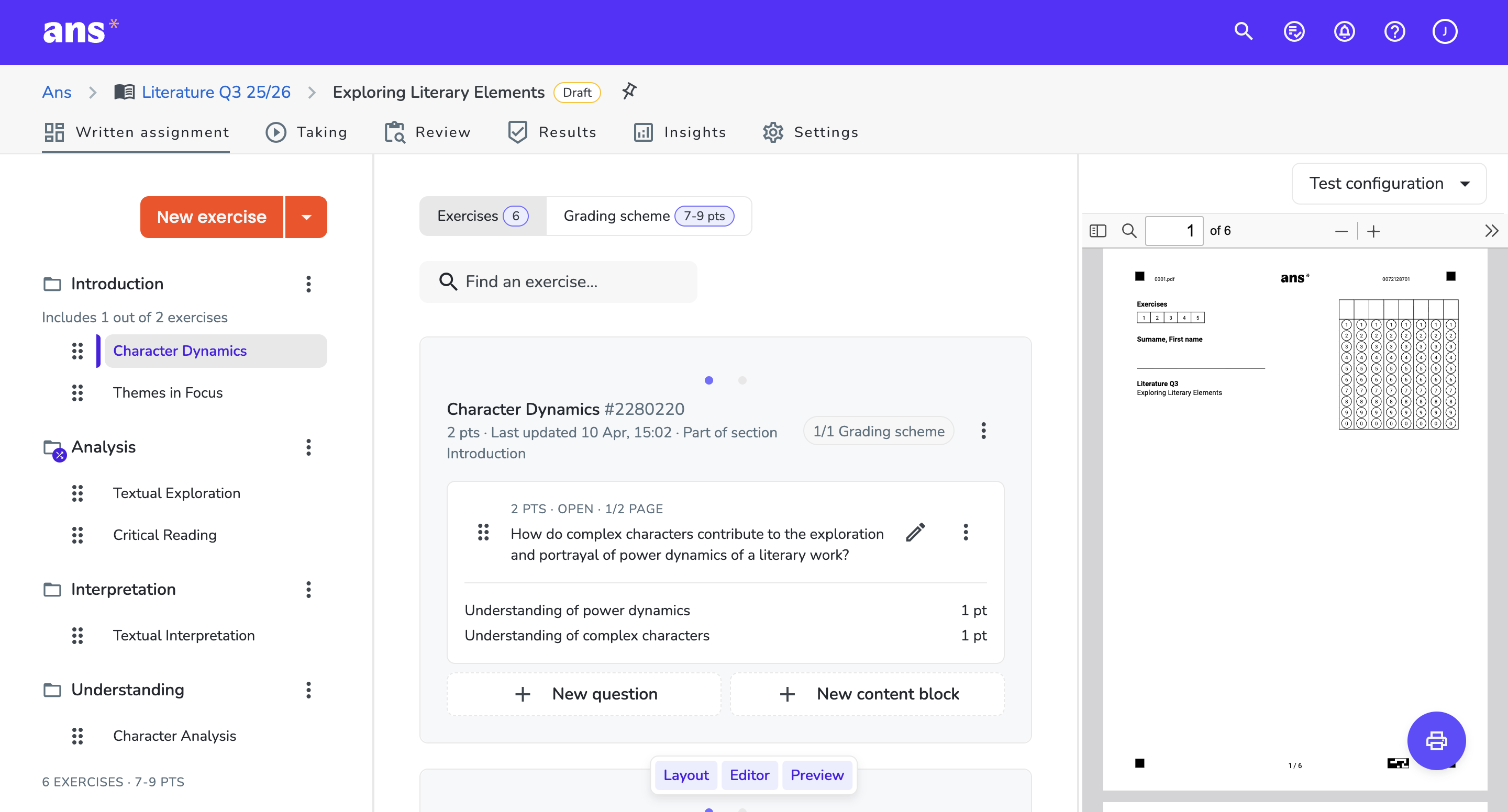 Added support for sections in written assignments_Story #80476.png