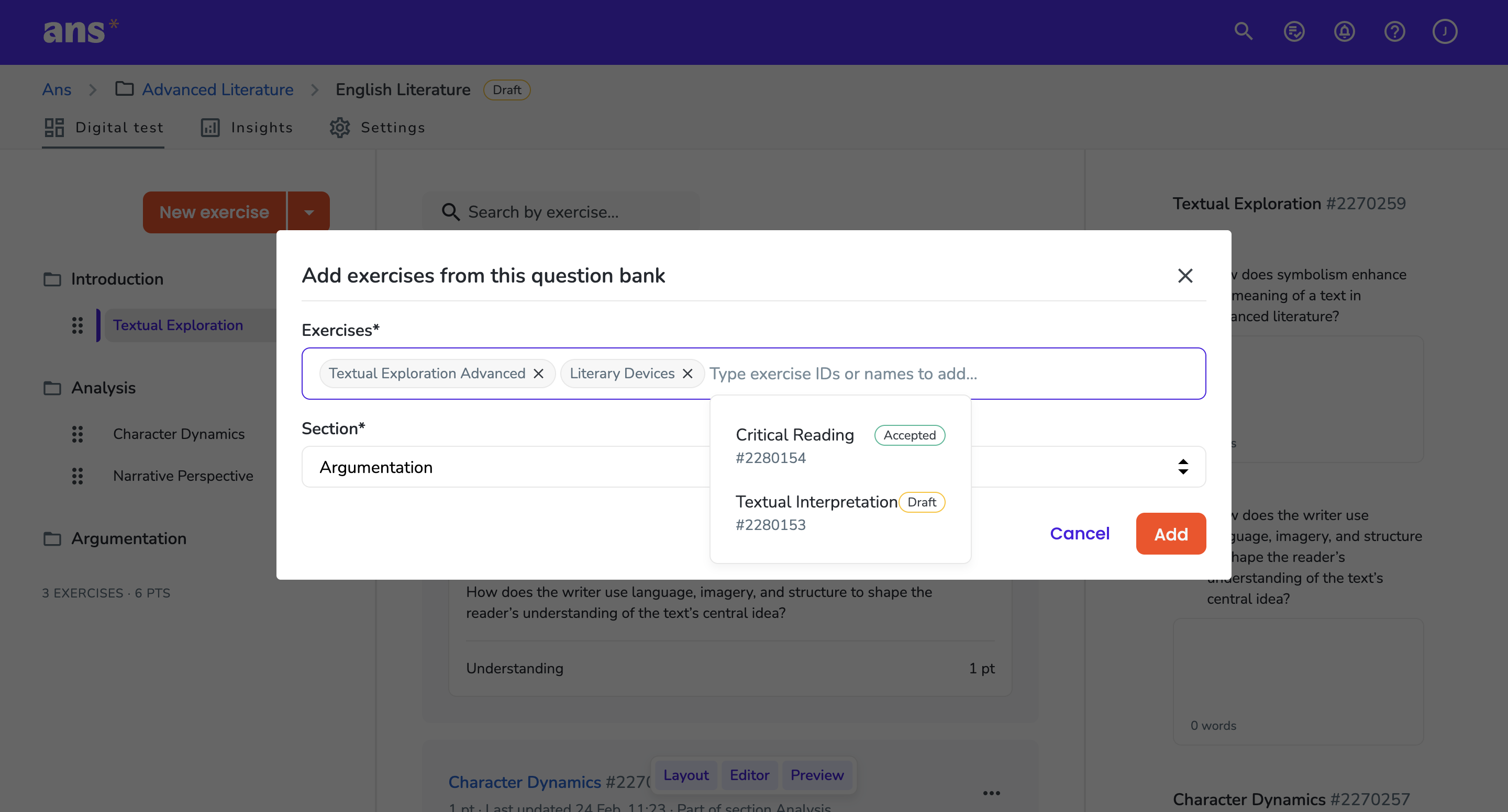 Change the dialog for adding exercises to a question bank_Story #80521.png