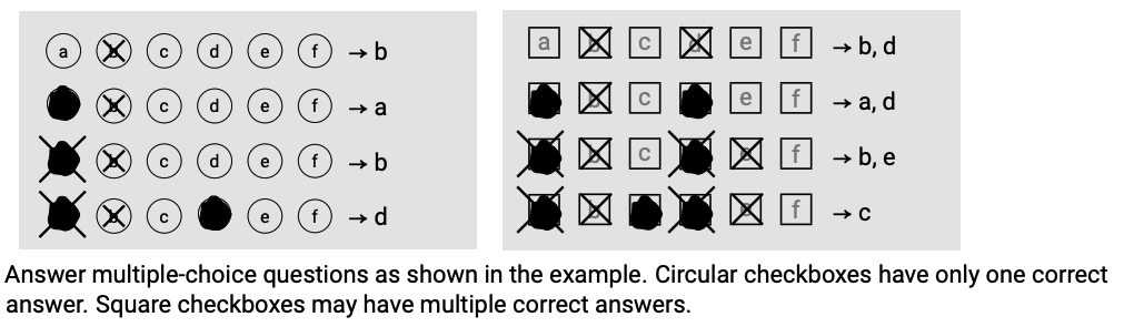 Multiple choice instructions