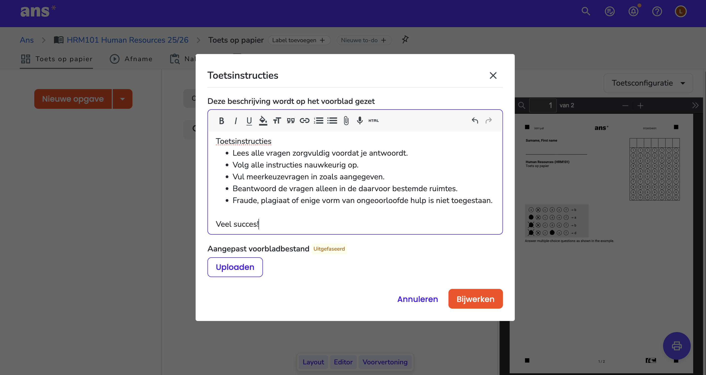 Toetsinstructies