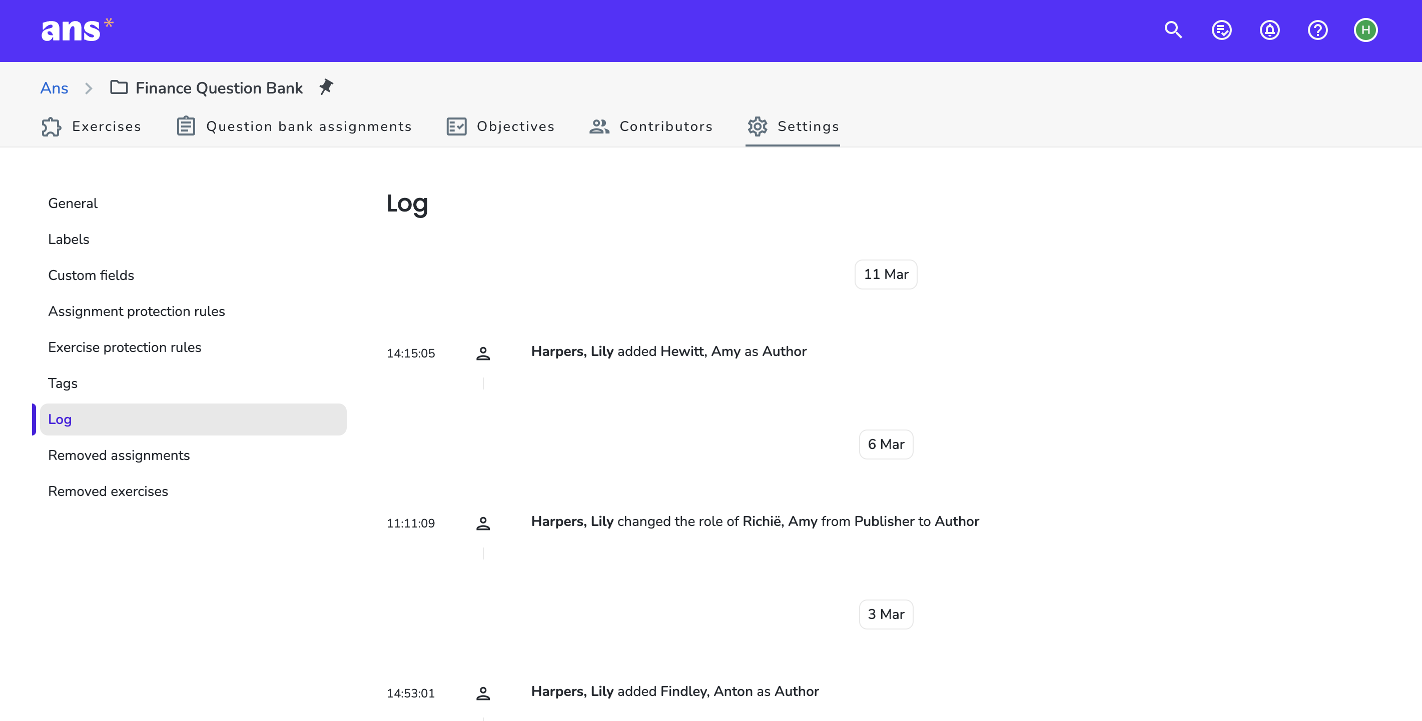 Question bank log