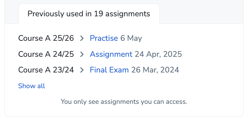 Previously used in X assignments