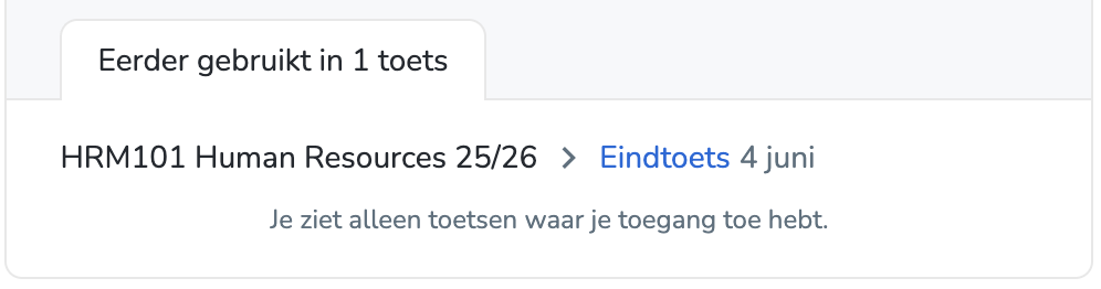 Eerder gebruikt in X toetsen