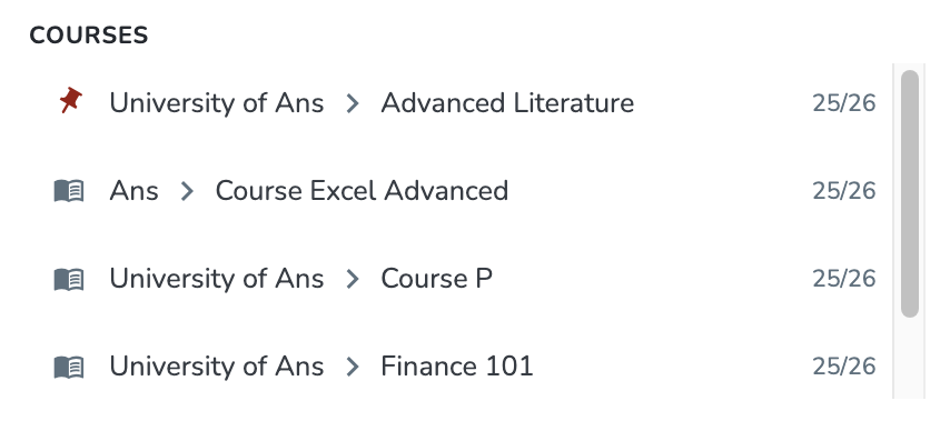 Courses section