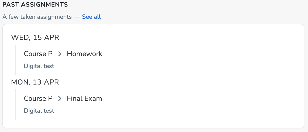 Past assignments