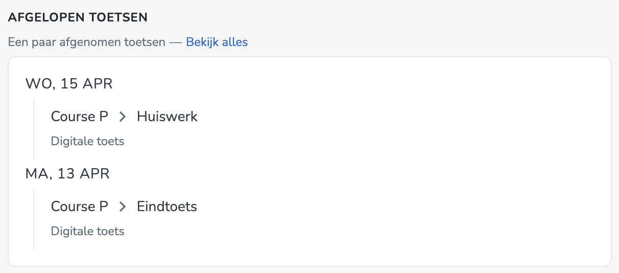 Afgelopen toetsen