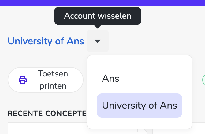 Account wisselen