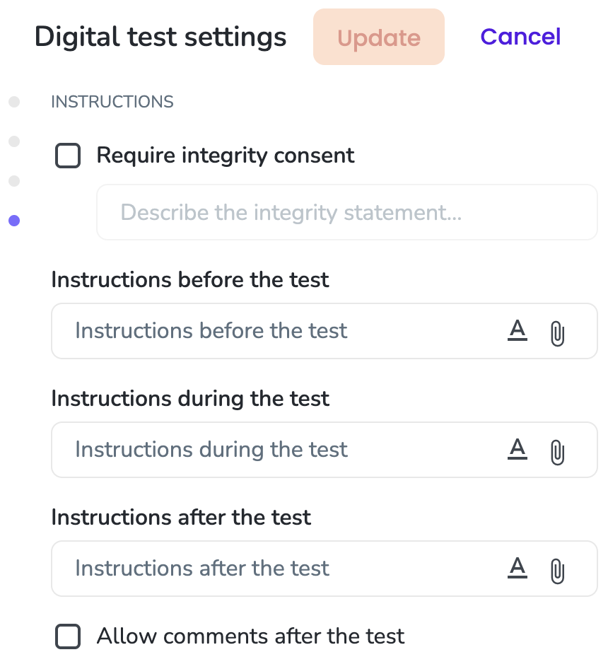 Instructions digital test