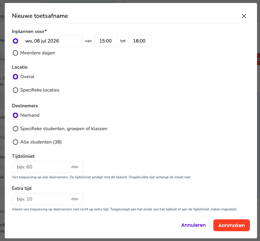 Nieuwe toetsafname