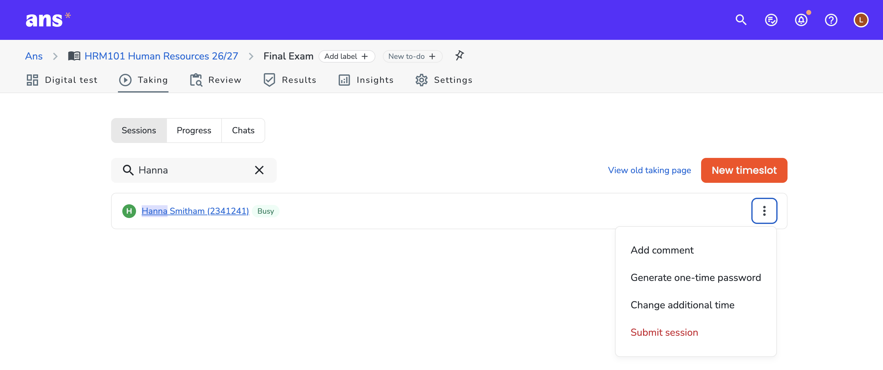 Search a session