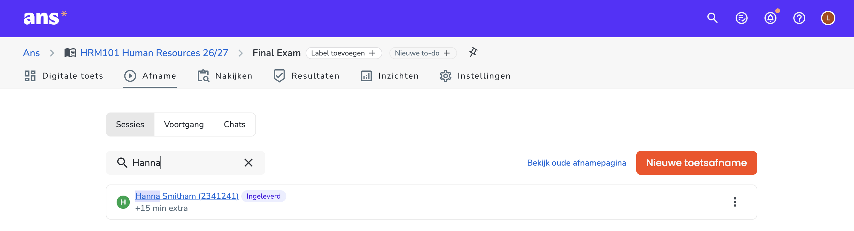 Sessie zoeken