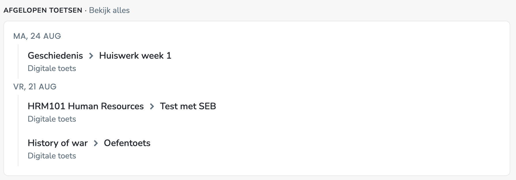 Afgelopen toetsen