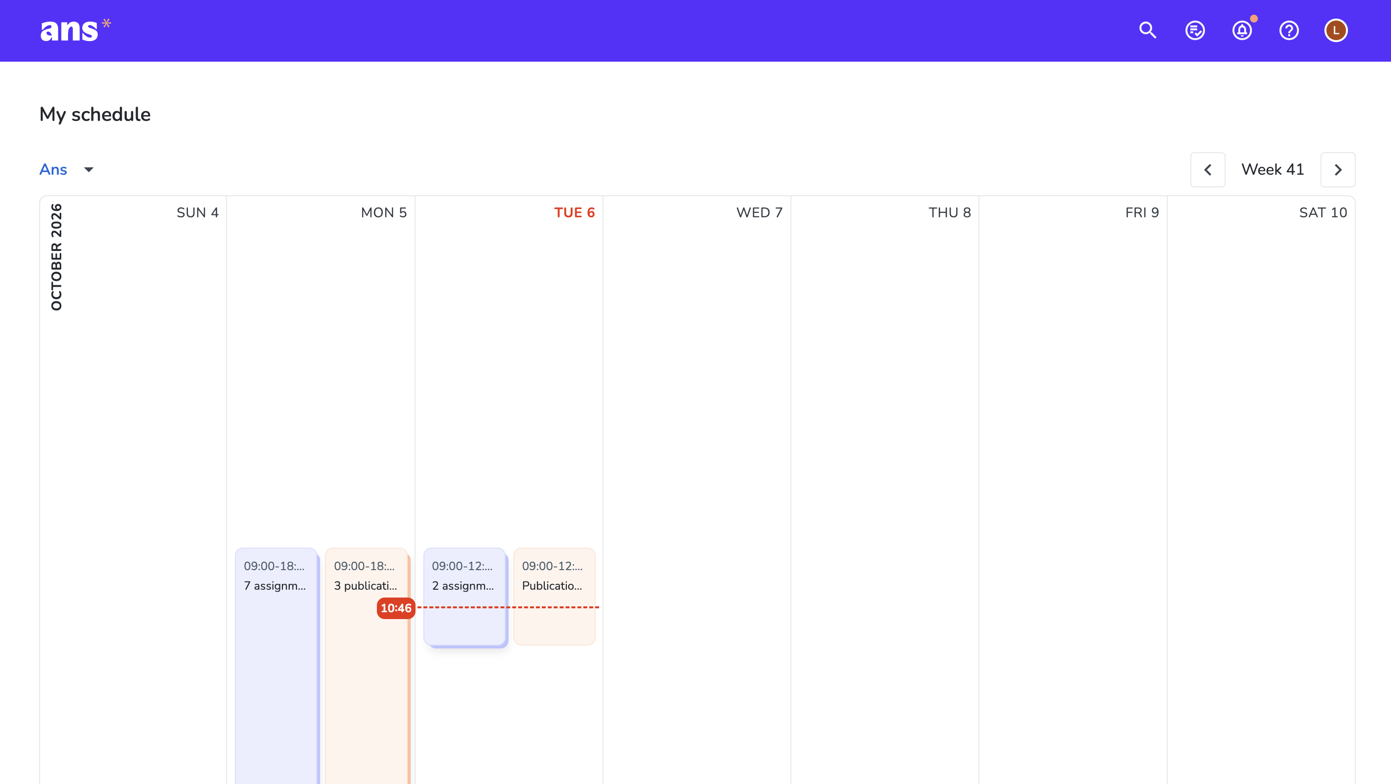 My schedule