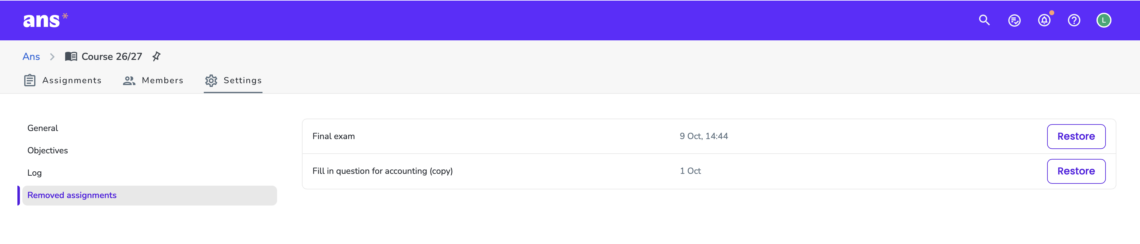 Removed assignments