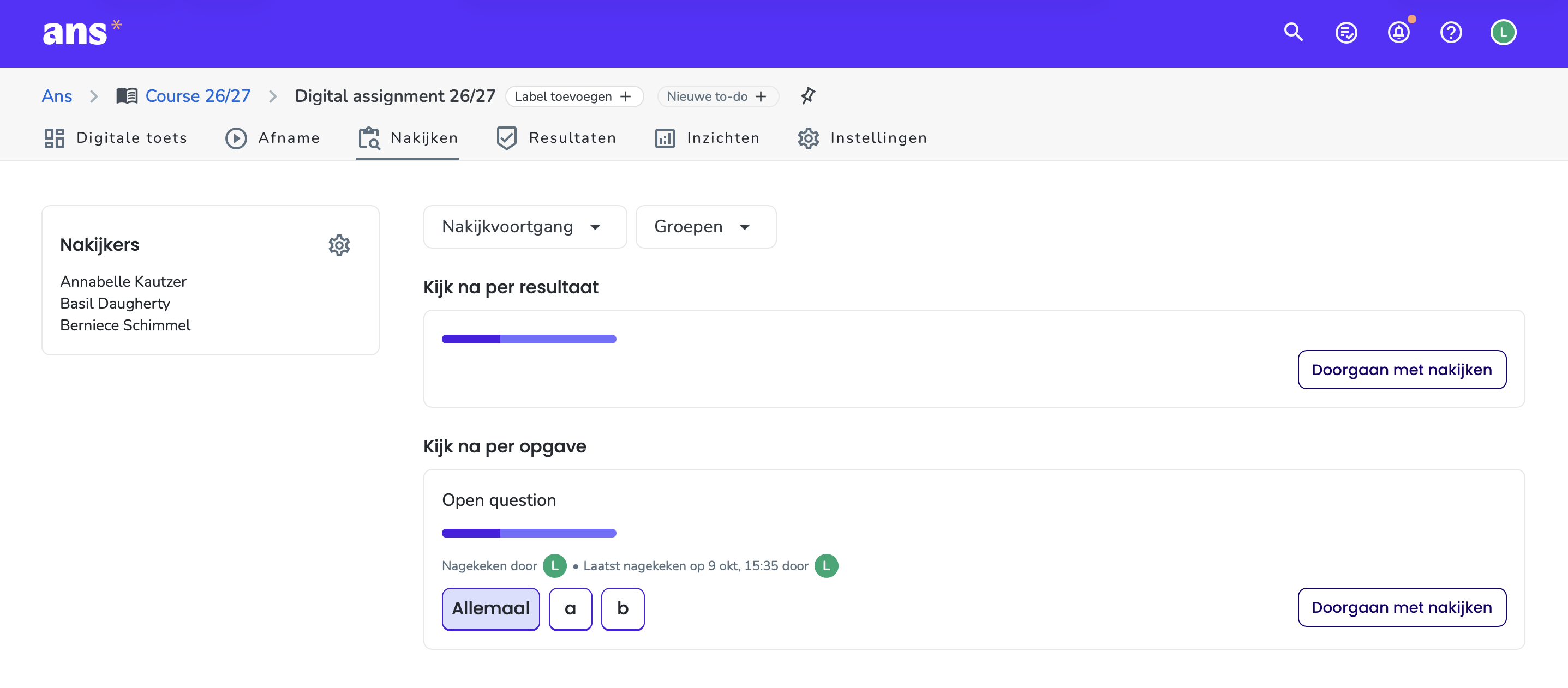 Nakijk overzicht