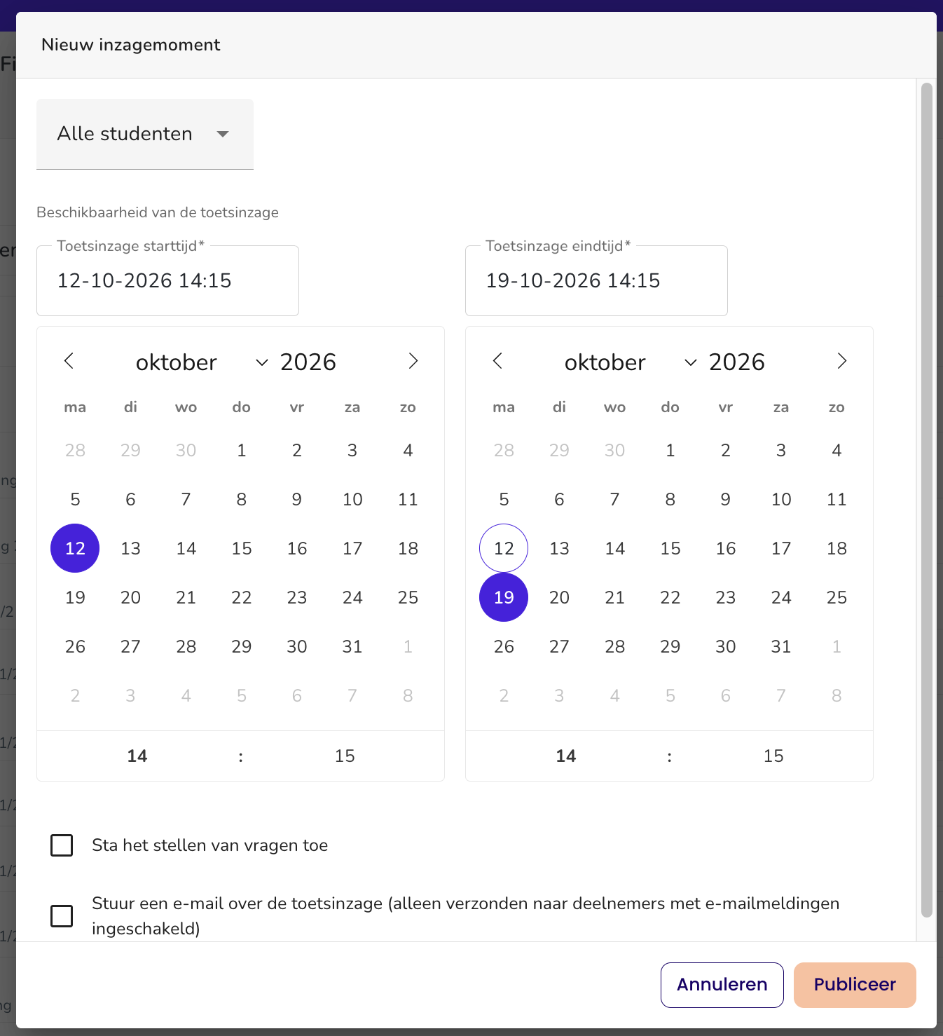 Nieuw inzagemoment beschikbaarheid publicatietijdsloten
