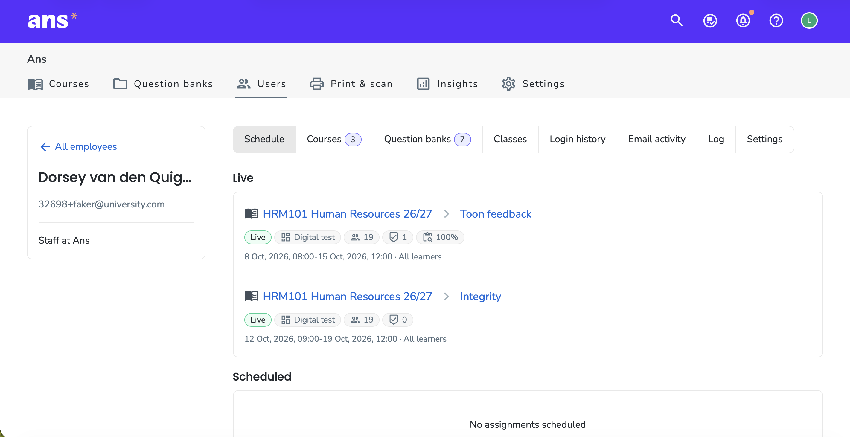 Employee page